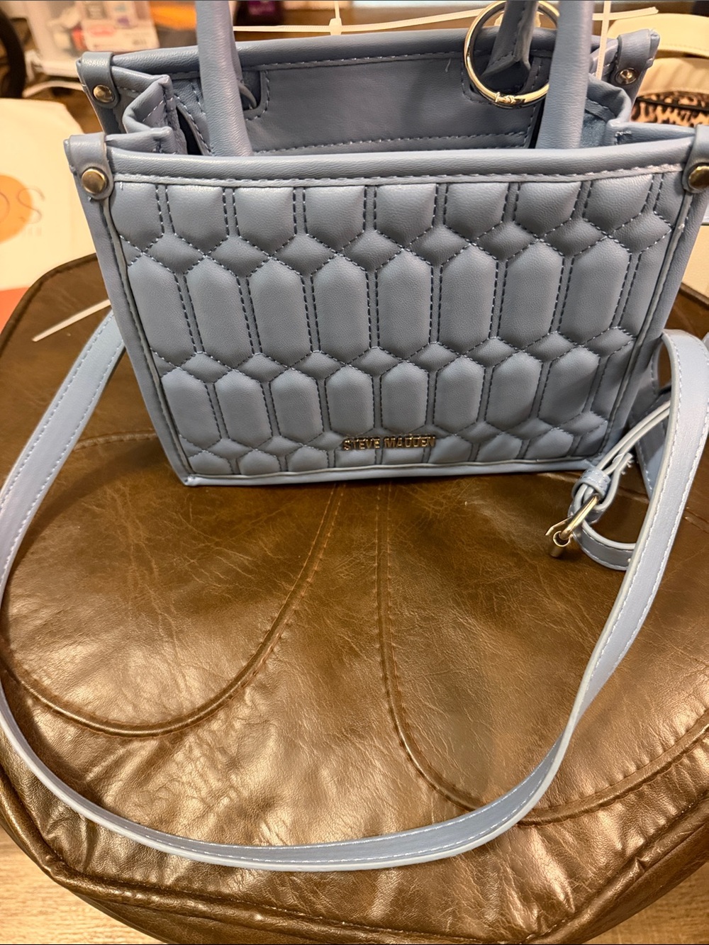 Steve Madden Quilted Powder Blue Crossbody Bag
